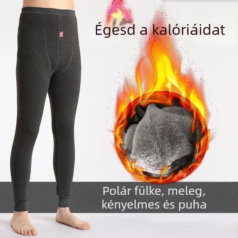 Férfiaknak szánt velúr anyagú melegítő nadrág fleece béléssel, testformázó szabás, vastagság 201–250 g/m²