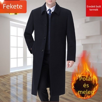 Téli vastag gyapjú casual kabát reverrel, egysoros zárás, acetát bélés