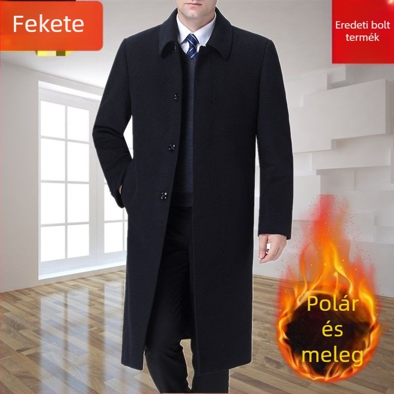 Téli vastag gyapjú casual kabát reverrel, egysoros zárás, acetát bélés