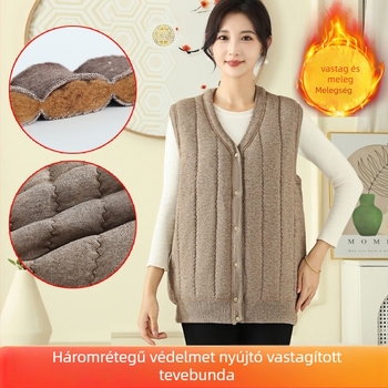 Kamélya gyapjú mellény, vastag téli kardigán-stílus, szabad szabás, 90% kamélya gyapjú