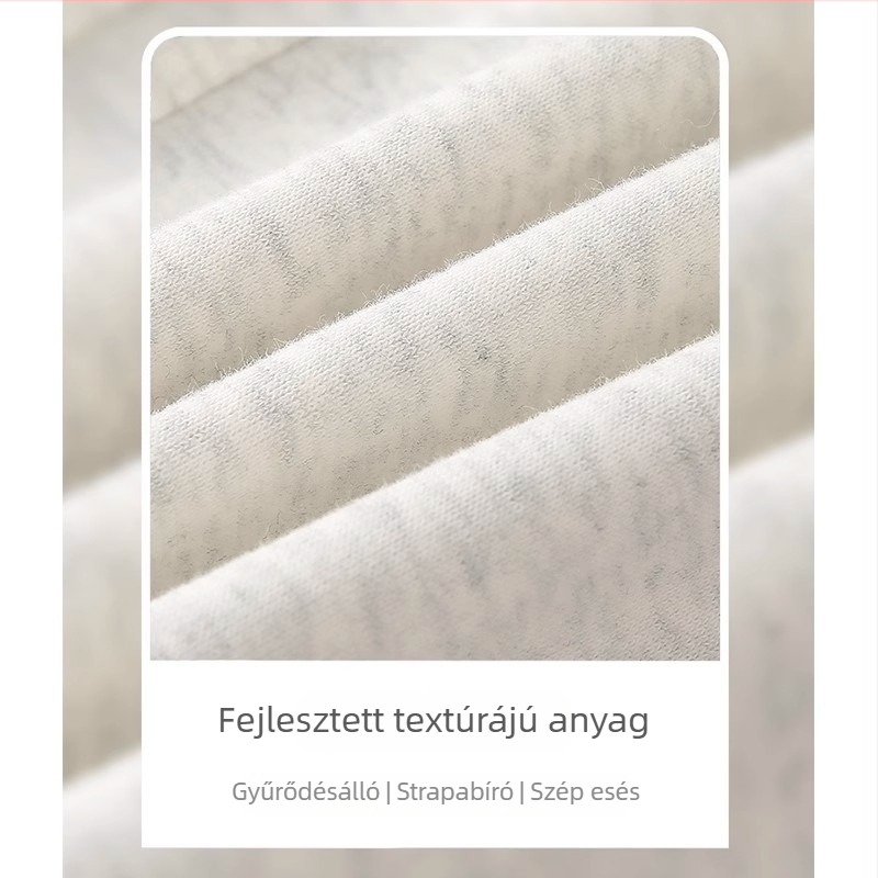 Női széles lábú nadrág, magas derék, húzózsinór, egyenes szabás, poliészter-spandex keverék