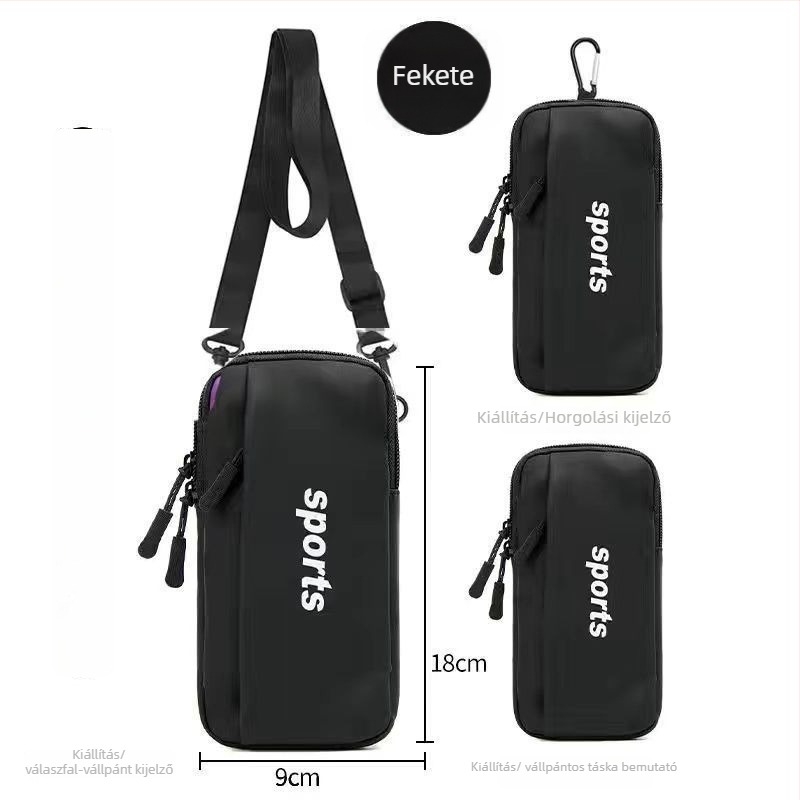 Huawei telefonhoz készült kar- és csuklós táska, uniszex, PU anyag, vállon átvethető vagy derékra helyezhető, kerékpározáshoz