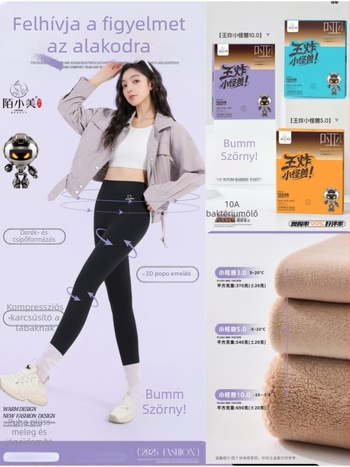 Nylon leggings fleece-béléssel, vastag, magas elasztikusság, 9/10 hossz