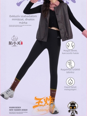 Nylon leggings fleece-béléssel, vastag, magas elasztikusság, 9/10 hossz