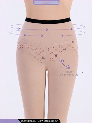 Nylon leggings fleece-béléssel, vastag, magas elasztikusság, 9/10 hossz