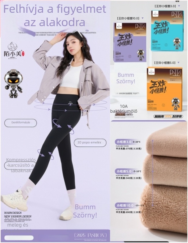 Nylon leggings fleece-béléssel, vastag, magas elasztikusság, 9/10 hossz