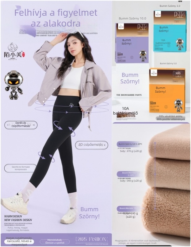 Nylon leggings fleece-béléssel, vastag, magas elasztikusság, 9/10 hossz