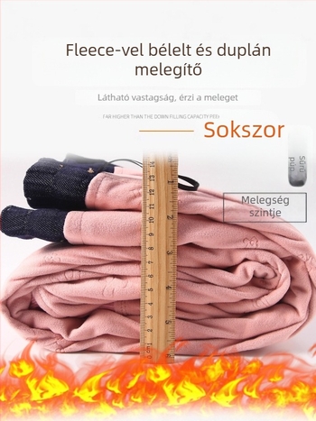 Női tollas nadrág téli viselet, vastag, egyenes szabás, magas derekú, tolltöltet fehér kacsa toll 80–90%