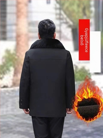 Időseknek szánt téli pamutban bélelt kabát, levehető ujjak, gallér, extra vastag, egysoros zárás, közepes-hosszú