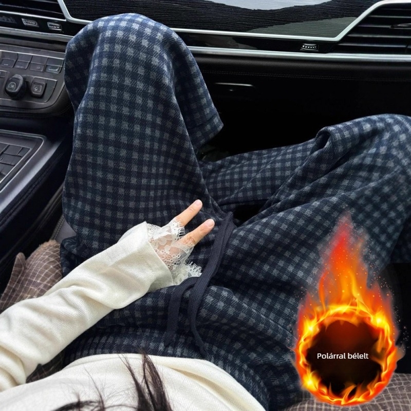 Női casual széleslábú nadrág, magas derekú; gyapjúszövet pamut–poliszter keverékkel, mikroelasztikusság, tél 2025