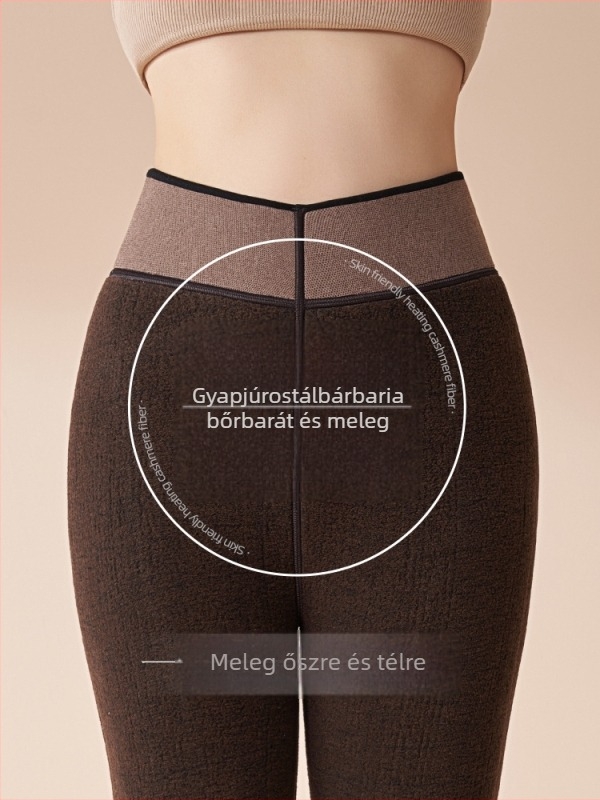 Női gyapjú‑keverékes termikus nadrág egyrészes, magas derekú, vast kötött, meleg téli viselet