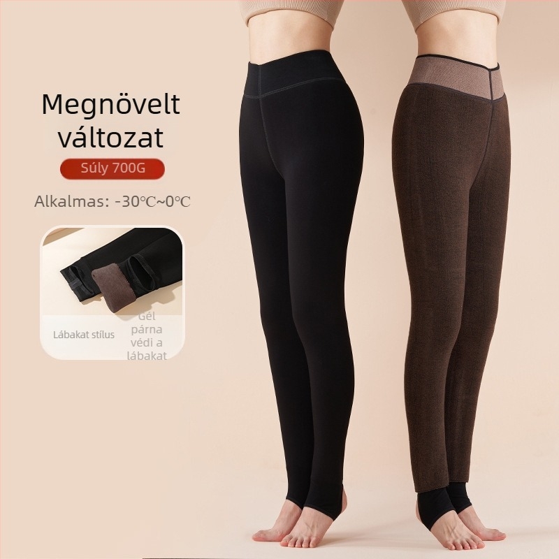 Női gyapjú‑keverékes termikus nadrág egyrészes, magas derekú, vast kötött, meleg téli viselet