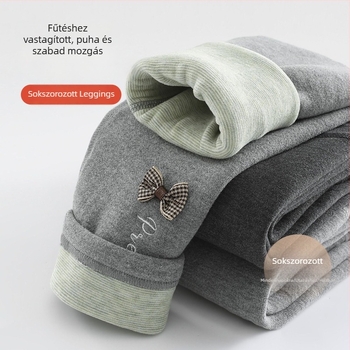 Lányok őszi–téli termikus leggings magas derekú, fleece-sel bélelt kötött anyagból, 8 évesnél idősebbeknek