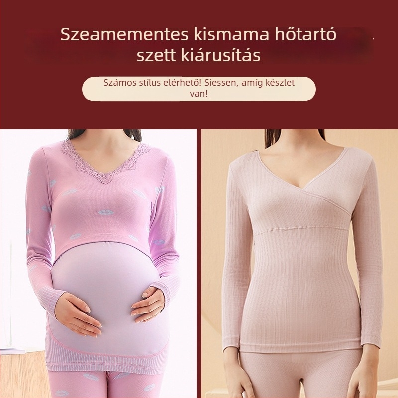 Szoptatási nyílással ellátott kismama készlet, hosszú ujjú, meleg otthoni viselet, őszi-téli japán-koreai lazább stílus