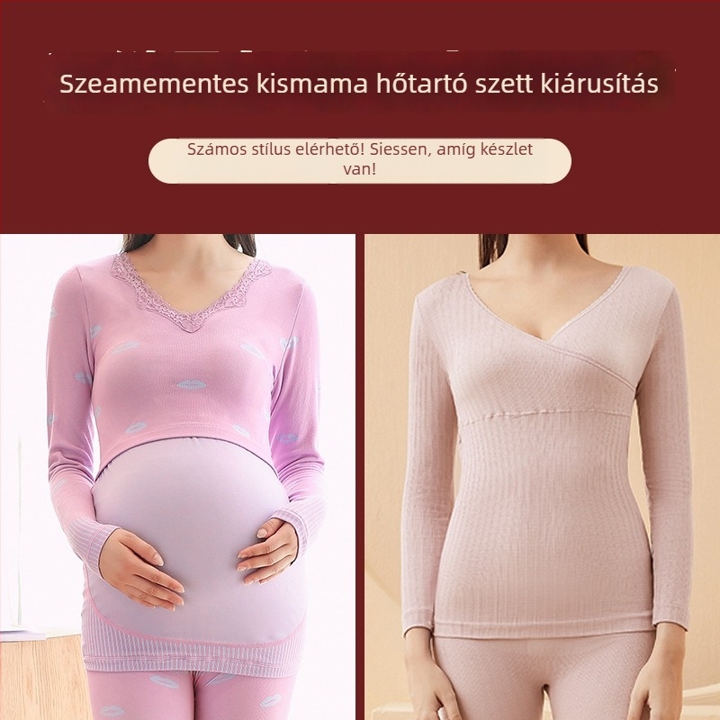 Szoptatási nyílással ellátott kismama készlet, hosszú ujjú, meleg otthoni viselet, őszi-téli japán-koreai lazább stílus