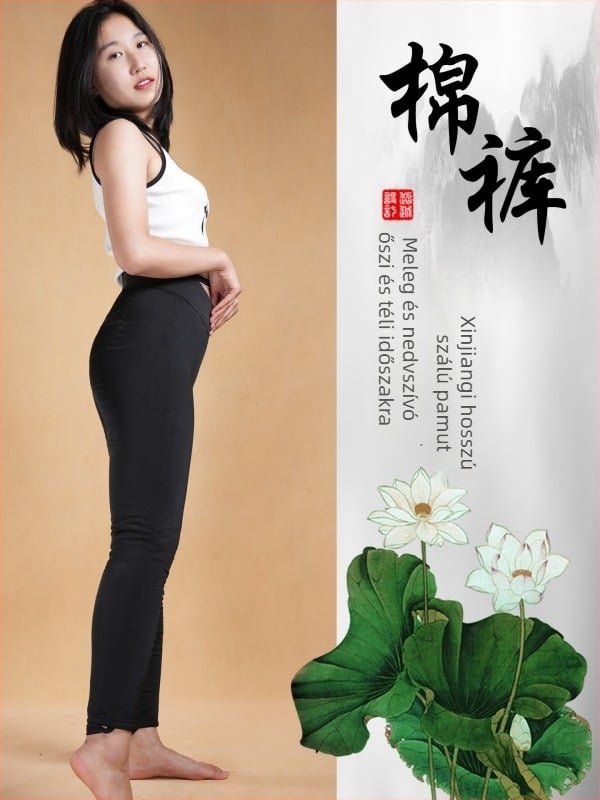 Női termosz nadrág nylon és spandex külső anyaggal, magas derék, karcsú ceruza szabás, pamut töltés