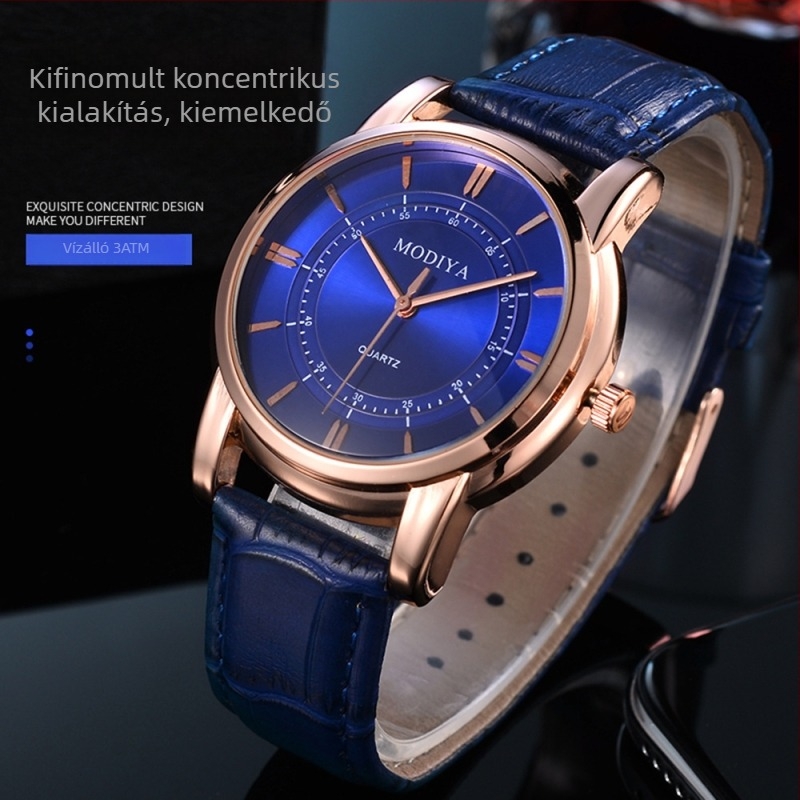 Modia férfi quartz karóra Chenlong mozgással, analóg kijelző, ötvözetes tokozás, műbőr szíj