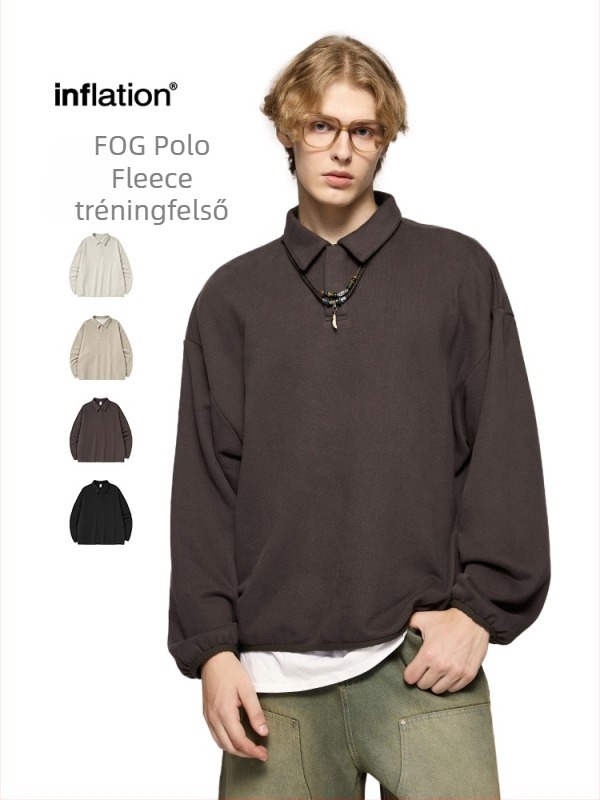 Férfi fleece-pulóver crewneck gallér, fleece bélés, pamut keverék 86,7% pamut / 13,3% poliészter, hosszú ujjú, lazább szabás