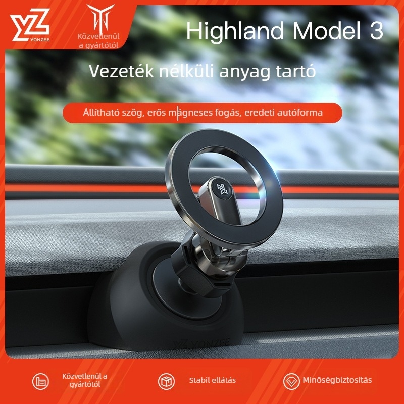 Tesla-kompatibilis telefon-tartó – légkivezetőhöz illeszkedő, Snap-On telepítés, márka YZ