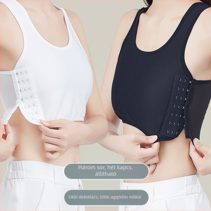 Nylonból készült, varrat nélküli melltartó-formázó felső, állítható kosár (vékony felül, vastag alul), hasig érő hosszúság, egyetemi stílusú hátsó