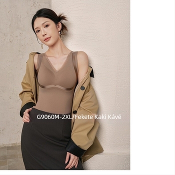 Női termikus mellény fleece-béléssel, nylon anyagból, seamless kivitel, V-nyakú, testformázó belső ruházat