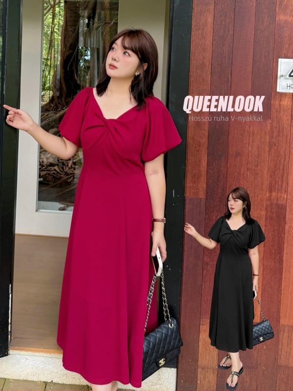 Hosszú A-vonalú ruha fodrozott ujjúval, négyzetes gallérral, poliészter-spandex anyag, nyár 2025