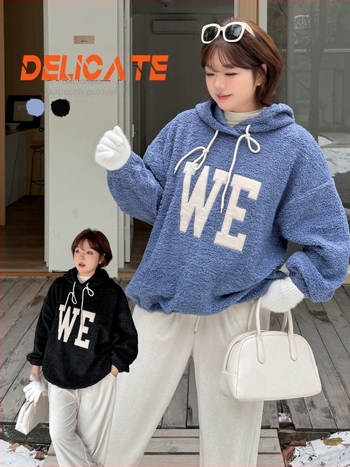 K3196 Női téli kapucnis pulóver, fleece bélés, Spandex-pamut keverék, raglán ujjak, középhosszú, tél 2025