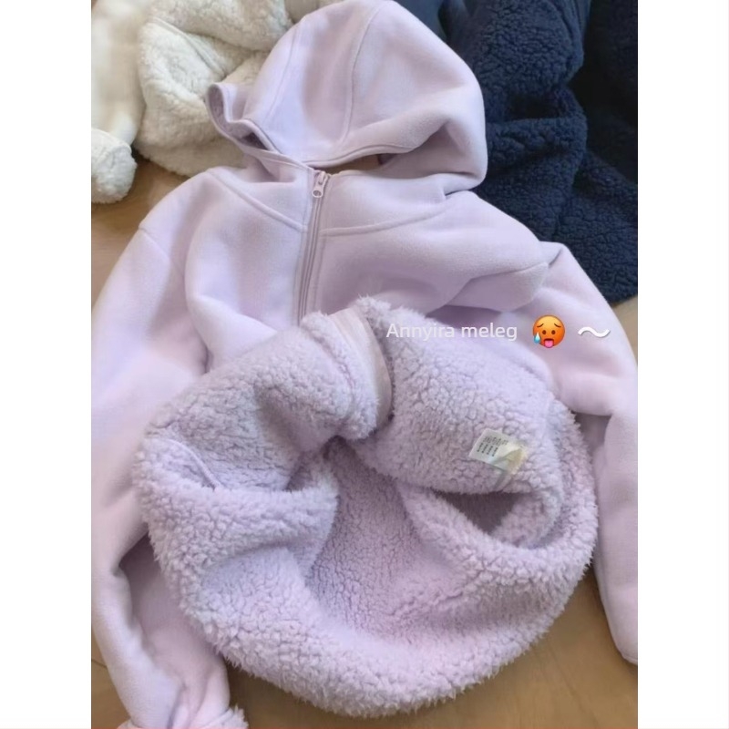 Kapucnis fleece felső elöl cipzárral, fleece-béléssel, laza szabás, középhosszú 65–80 cm, pamut–poliészter keverék (50–70% pamut, <30% poliészter)