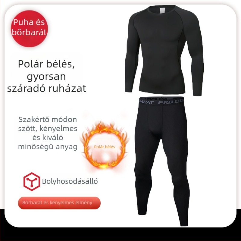 Uniszex fleece sport szett őszi-téli időszakra, gyorsan száradó futás és síeléshez
