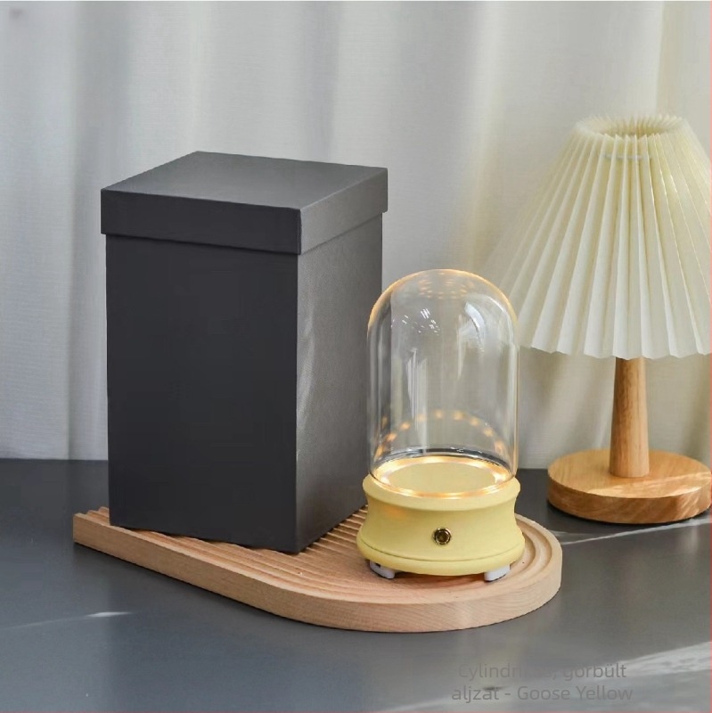 Flower Encounter Bluetooth hangszóró LED világítással, üvegfedél alatt, mini táj dísz gyanta