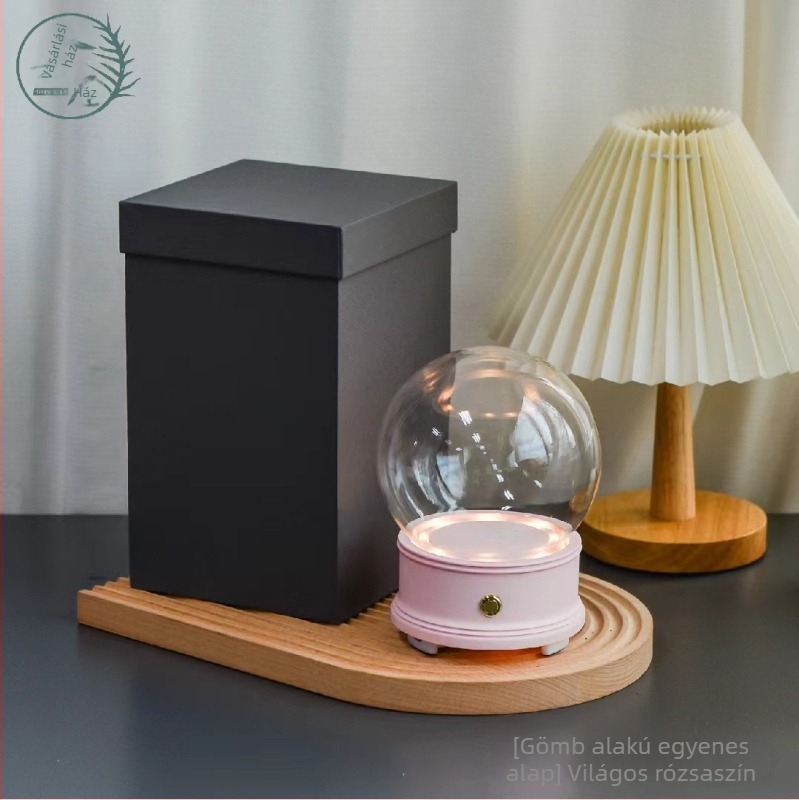 Flower Encounter Bluetooth hangszóró LED világítással, üvegfedél alatt, mini táj dísz gyanta