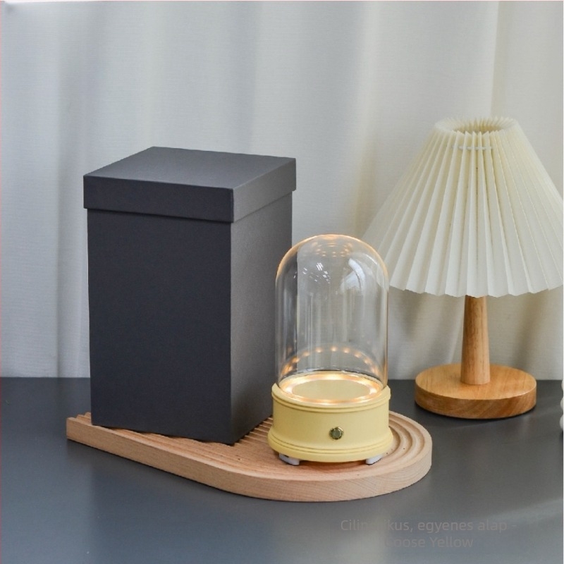 Flower Encounter Bluetooth hangszóró LED világítással, üvegfedél alatt, mini táj dísz gyanta