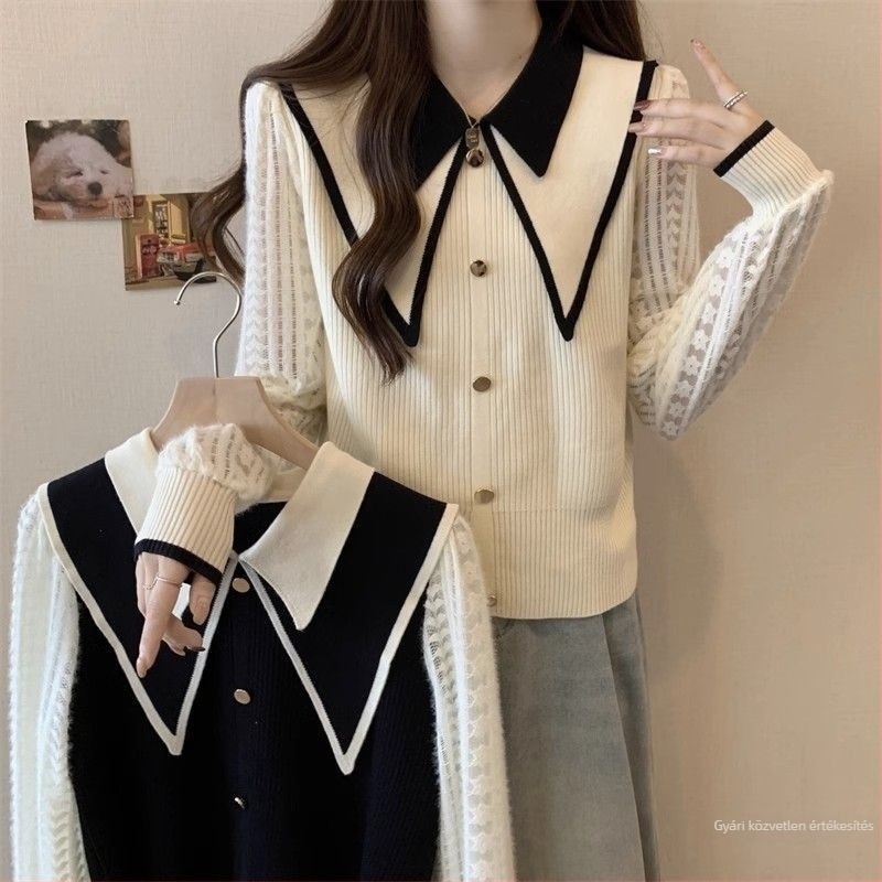 Női chenille felső doll collar galléval, spandex anyaggal, hercegnői ujjú, 2025 tavaszi megjelenés