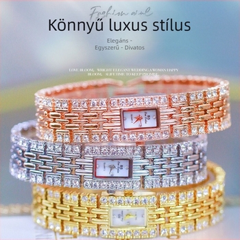 BS Bee Sister női kvarc karóra eredeti mozgással, téglalap alakú számlap 17×23 mm, vízállóság 30m, tok és csat ötvözetből, kristályok