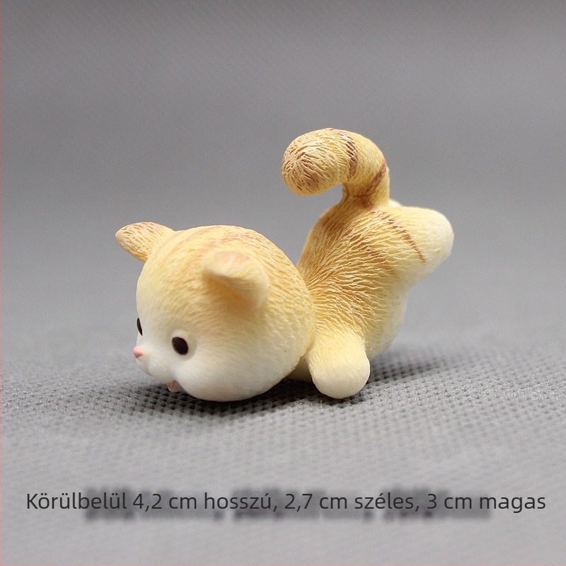 Macska gyanta figurája, karikatúra stílusú asztali mini táj dekoráció; anyag: gyanta; kategória: cartoon; stílus: kínai stílus