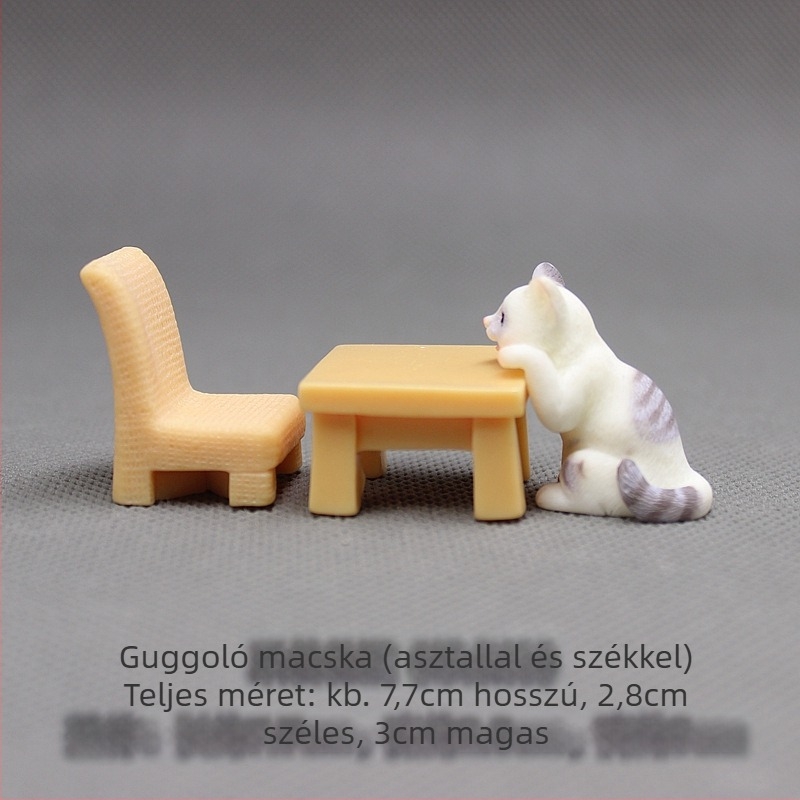 Macska gyanta figurája, karikatúra stílusú asztali mini táj dekoráció; anyag: gyanta; kategória: cartoon; stílus: kínai stílus