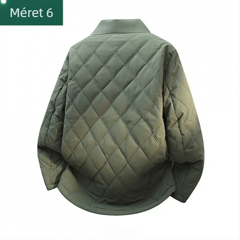 Férfi pamut-párnás dzseki gyémántvarrásos mintával, laza szabás, cipzár, selyemszálas töltet, poliészter bélés