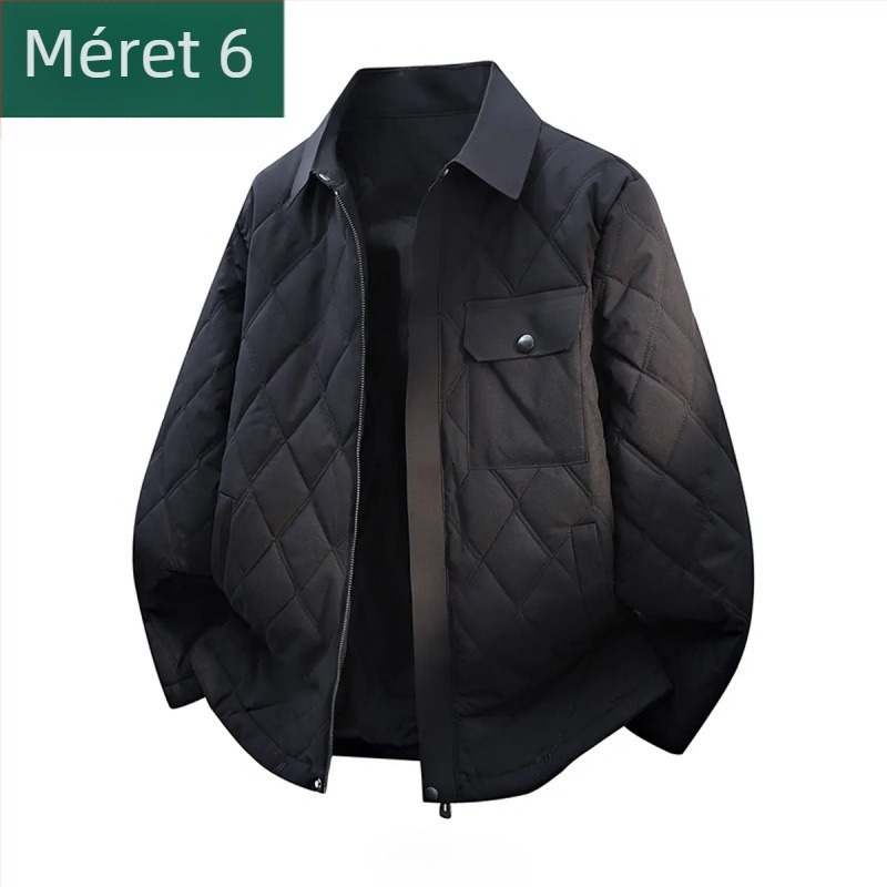 Férfi pamut-párnás dzseki gyémántvarrásos mintával, laza szabás, cipzár, selyemszálas töltet, poliészter bélés