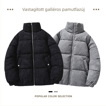 Pamut töltött dzseki magas állú gallérral és cipzárral, Chenille anyag, külső poliészter, töltet: imitációs selyem-pamut
