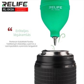 Kamera tisztító légfúvó egység egyirányú levegőbeáramlással, szétszerelhető kimenet és szilikon porgolyó