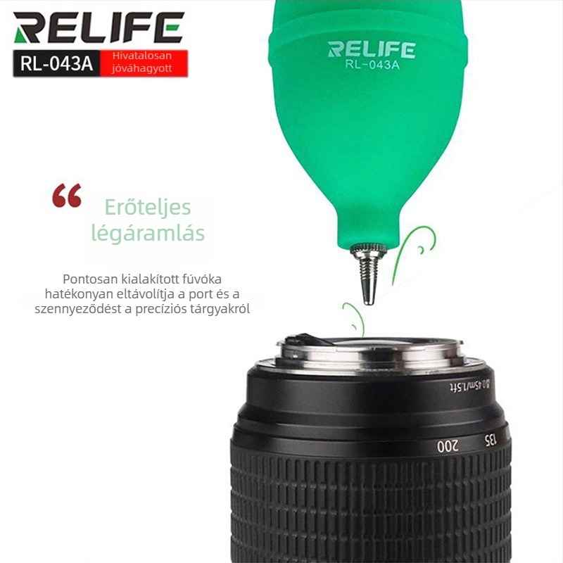 Kamera tisztító légfúvó egység egyirányú levegőbeáramlással, szétszerelhető kimenet és szilikon porgolyó