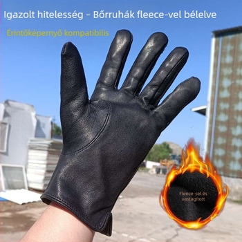 Férfi kecskebőr téli kesztyű fleece-béléssel, szélálló kerékpározáshoz