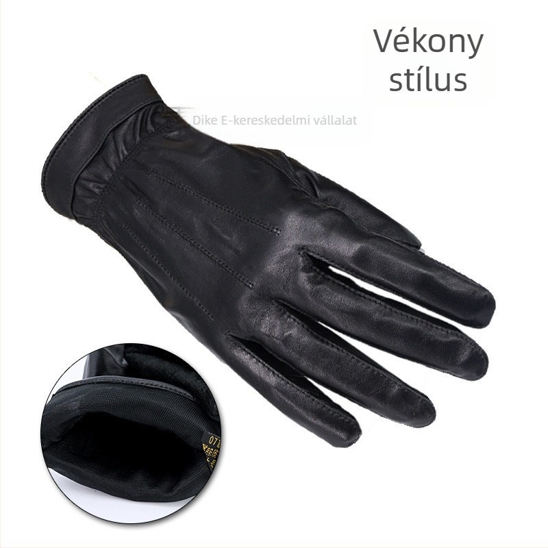 Férfi kecskebőr téli kesztyű fleece-béléssel, szélálló kerékpározáshoz