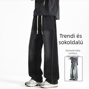 Denim nadrág - középmagasságú derékszárú, pamut, enyhén elasztikus, fiatalos és energikus stílus