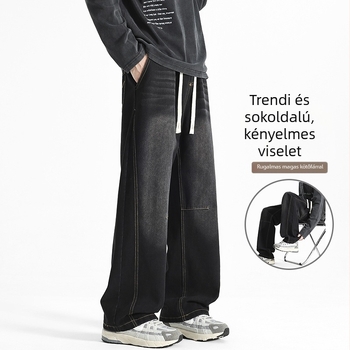 Denim nadrág - középmagasságú derékszárú, pamut, enyhén elasztikus, fiatalos és energikus stílus