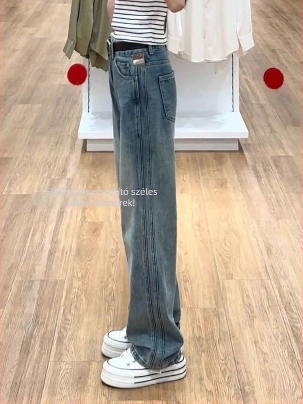 Női farmer – magas derekú, egyenes szabás, denim, közepes vastagság, 2025 tavasz
