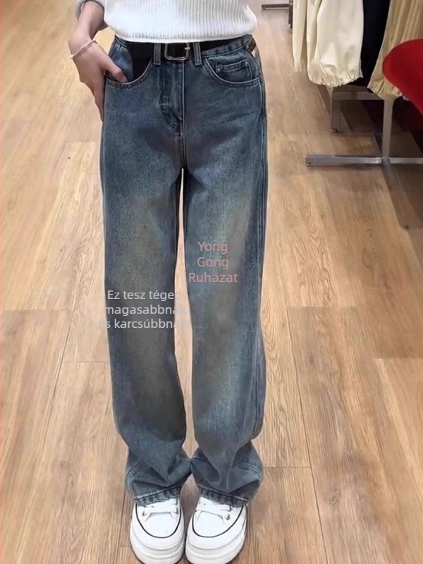 Női farmer – magas derekú, egyenes szabás, denim, közepes vastagság, 2025 tavasz