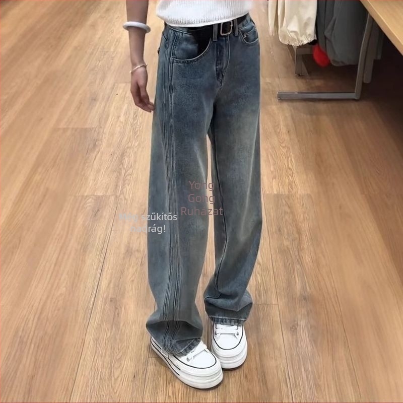 Női farmer – magas derekú, egyenes szabás, denim, közepes vastagság, 2025 tavasz