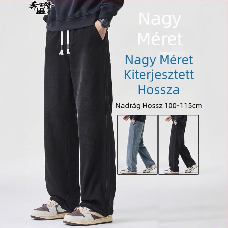 Férfi farmernadrág – lazán szabott egyenes szabás, stretch denim, középmagas derék, több zseb, 9/10 hossz, alkalmas őszre