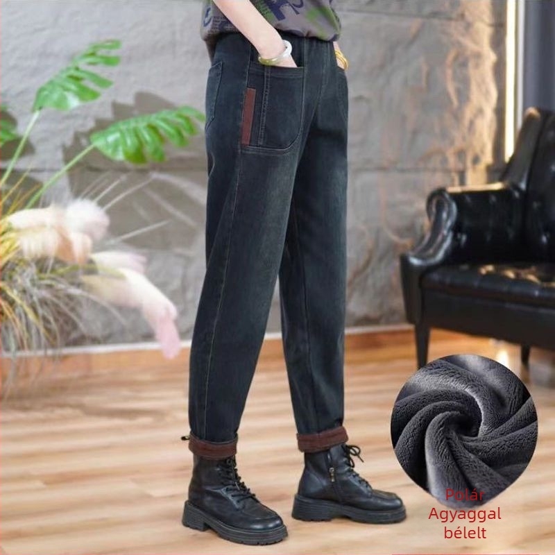 Farmernadrág, Harem-stílus, Karcsúsító, Flís bélés, Pamut denim